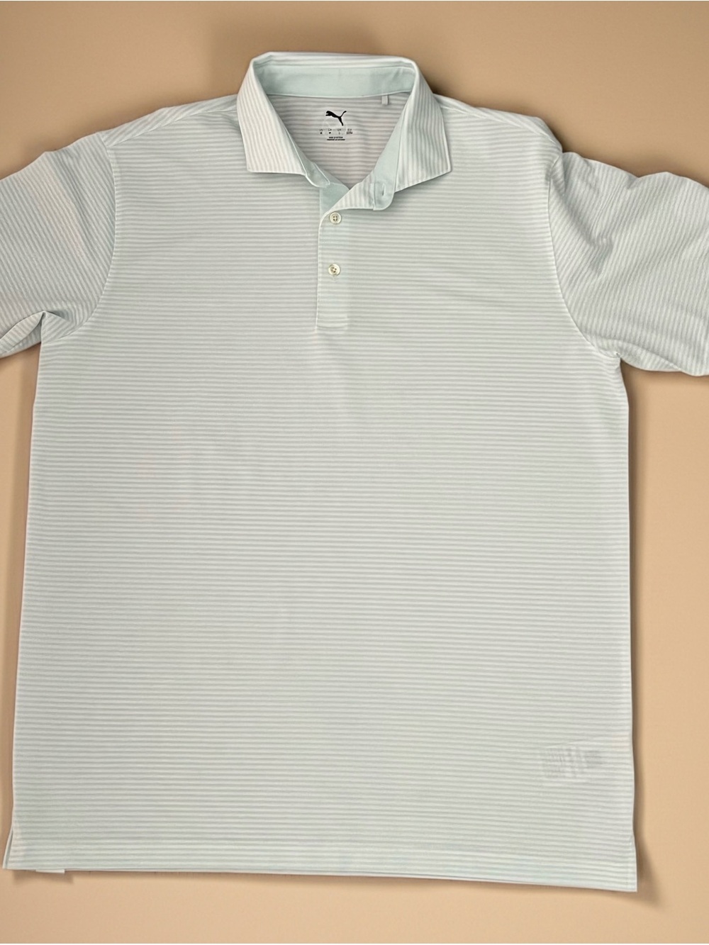 Puma Men's Mint Green Micro-Stripe Polo - Picture 1 of 7
